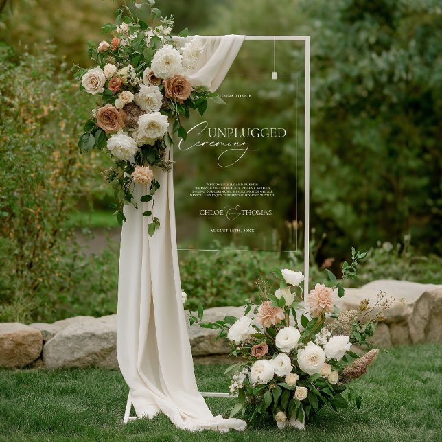 Mariage Unplugged Ceremony Affiche de bienvenue ac (Wedding Unplugged Ceremony Acrylic Welcome Sign)