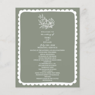 Mariage végétal vert Sage vert Scalloped
