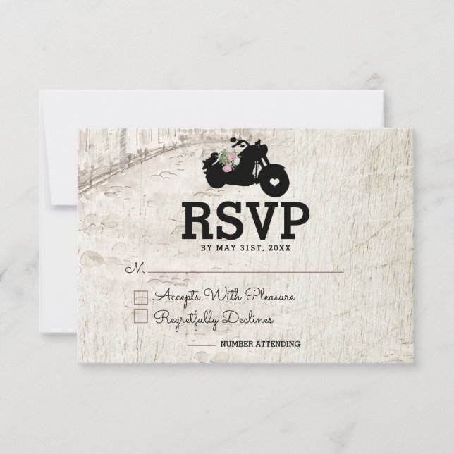 Mariage vélo RSVP Insertion Card Open Road (Devant)