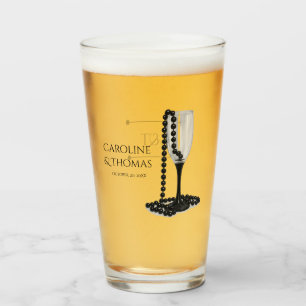 Mariage Verre à Champagne Perle Noir & Blanc