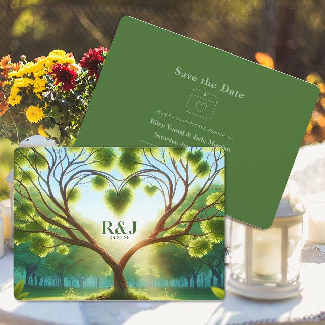 Mariage Vert Appartement Enregistrer La Carte Date (Créateur téléchargé)
