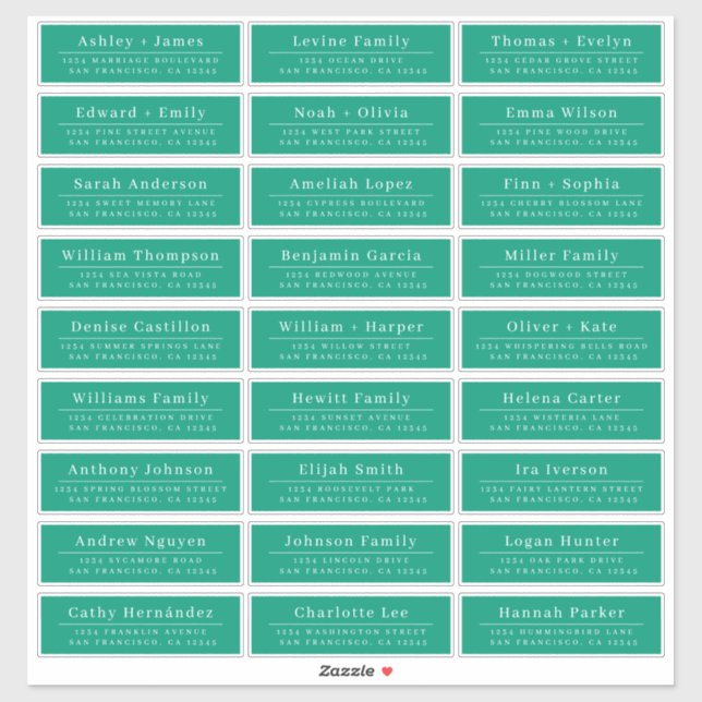 Mariage vert chic minimaliste Étiquettes de adress (Feuille)