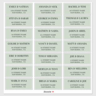 Mariage vert clair mignon Étiquettes de adresse in