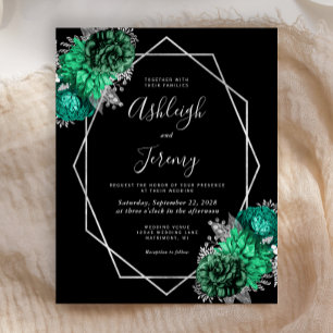 Mariage Vert Émeraude Floral Argent Noir Économiqu