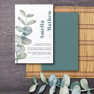 Mariage Vert Eucalyptus Aquarelle Moderne Pas Cher