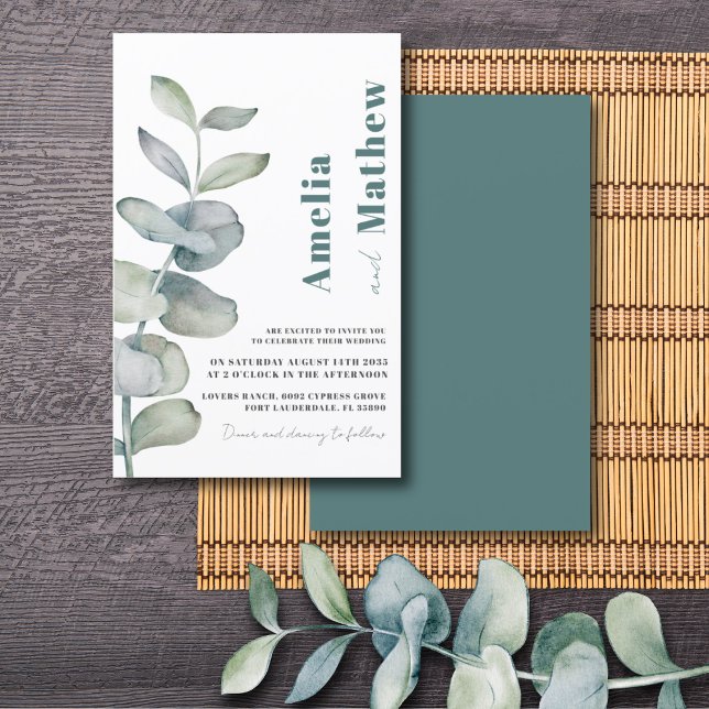 Mariage Vert Eucalyptus Aquarelle Moderne Pas Cher (Créateur téléchargé)
