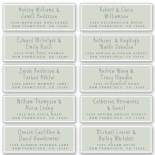 Mariage vert manuscrit Étiquettes de adresse invit