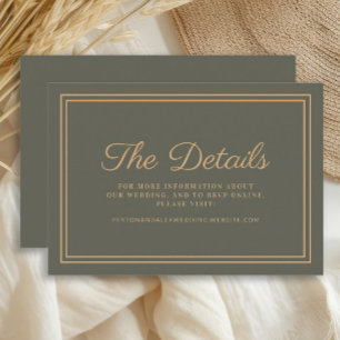 Mariage vert olive Détails Carte de boîtier