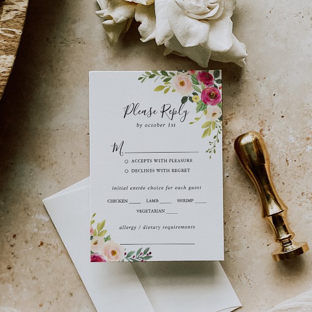 Mariage vert rose Floral Choix RSVP (Créateur téléchargé)