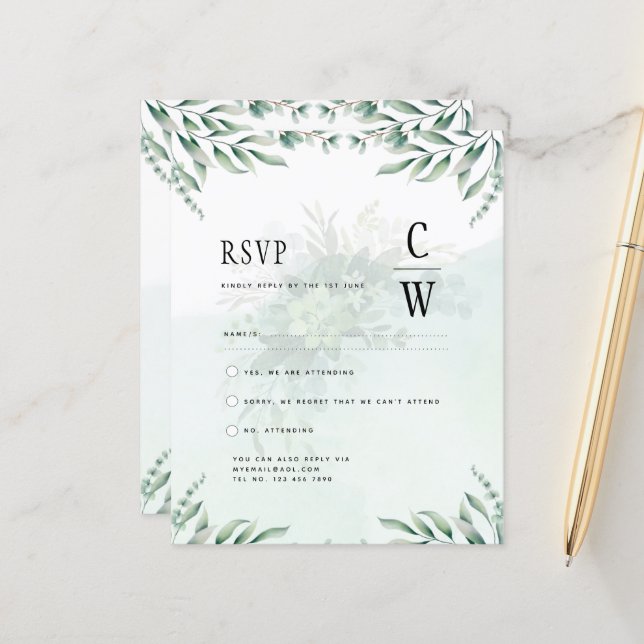 Mariage vert RSVP BUDGET (Devant/Arrière en situation)