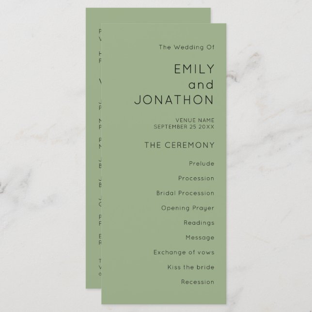 Mariage vert Sage (Devant / Derrière)