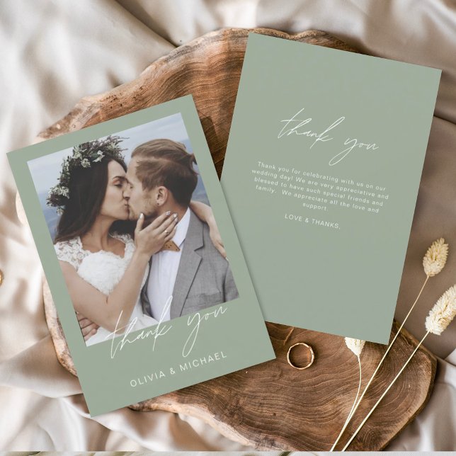Mariage vert Sage Merci Photo Simple (Créateur téléchargé)