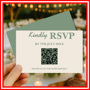 Mariage Vert Sauge Carte de réponse QR Code incl