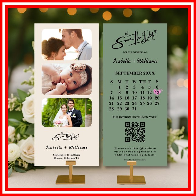 Mariage Vert Sauge | Code QR Calendrier (Créateur téléchargé)