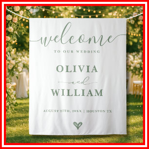 Mariage Vert Sauge Tapisserie de Bienvenue