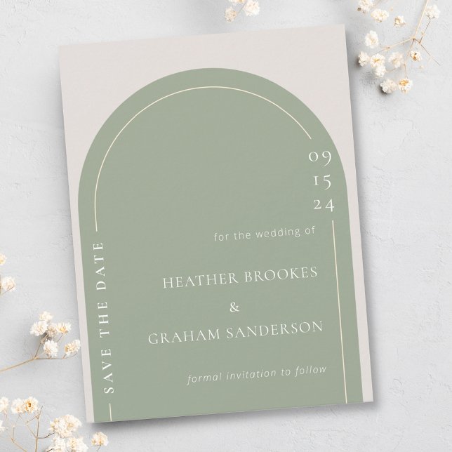 Mariage vert simple et élégant Enregistrer la date (Créateur téléchargé)