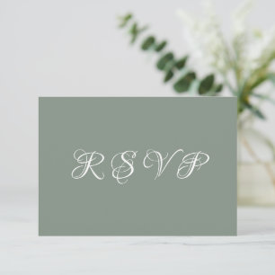 Mariage vert simple Sage moderne RSVP