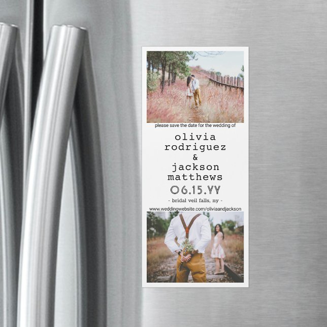 Mariage vertical unique Enregistrer la date Magnet (Créateur téléchargé)