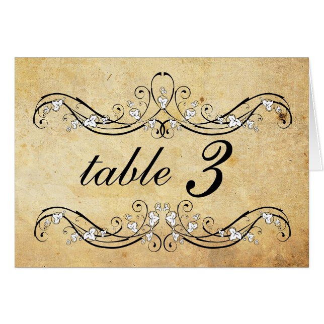 Mariage victorien vintage Numéro de table (Devant Horizontal)