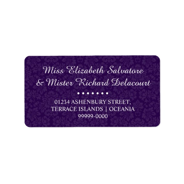 Mariage victorien violet gothique Étiquette de adr (Devant)
