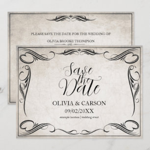 Mariage vintage Art déco noir Enregistrer la date