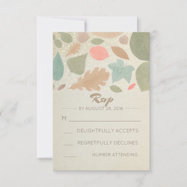 Mariage vintage automne et points d'or RSVP (Devant)