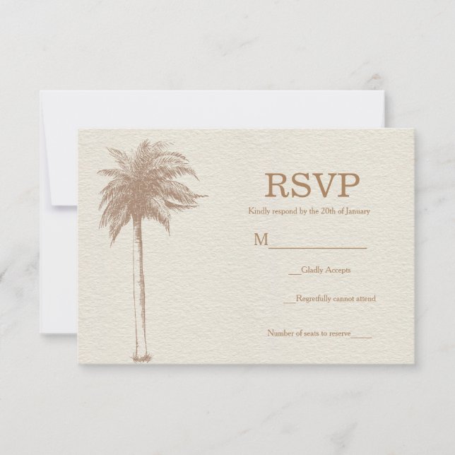 Mariage vintage Brown Palm Tree Beach RSVP (Devant)