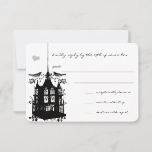 Mariage vintage d'Accent rose d'Oiseau Noir RSVP