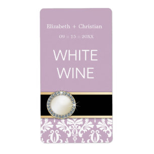 Mariage Vintage Damask Vins Étiquettes