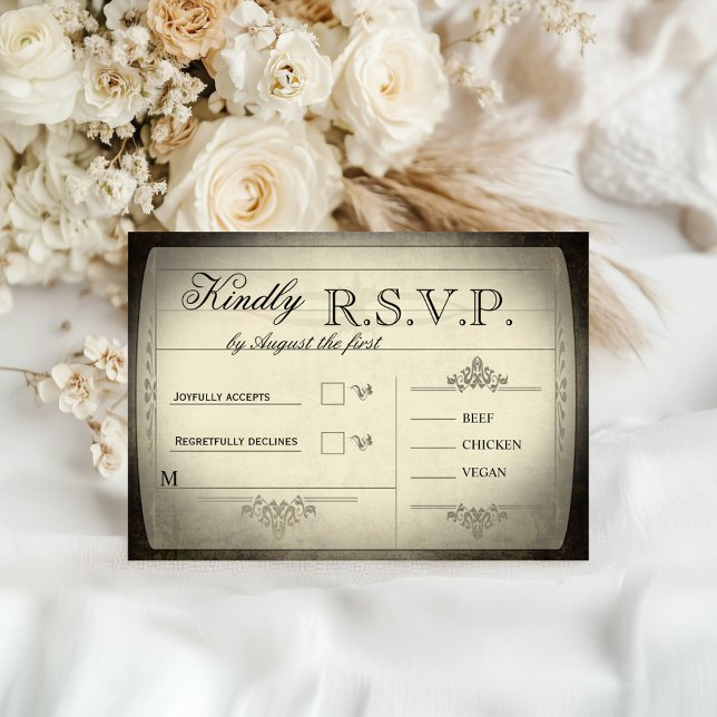 Mariage vintage de billets RSVP (Vintage Ticket Wedding RSVP Front and Back)
