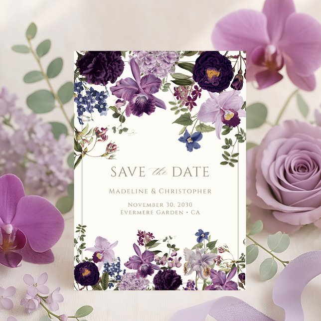 Mariage vintage de fleurs violettes Enregistrer la (Créateur téléchargé)