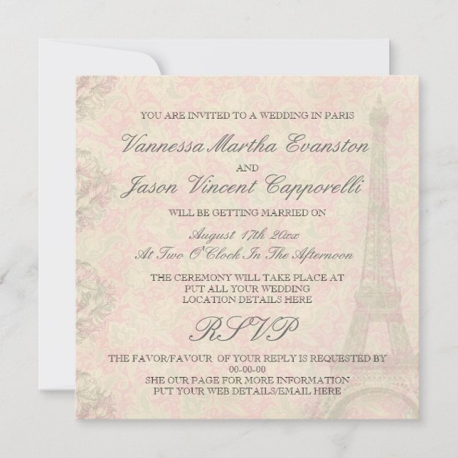 Mariage vintage de style dans des invitations de (Devant)
