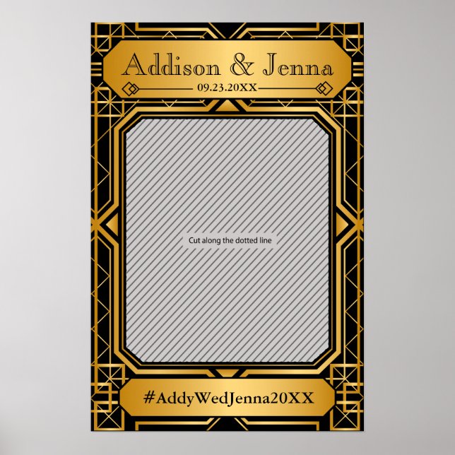 Mariage Vintage Élégant Art Déco Noir Or (Devant)