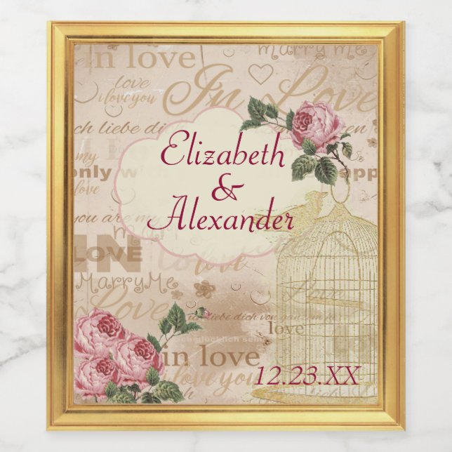 Mariage vintage Étiquette de bouteille de vin pers (Étiquettes simples)