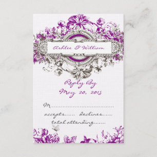 Mariage Vintage floral violet Lilac RSVP