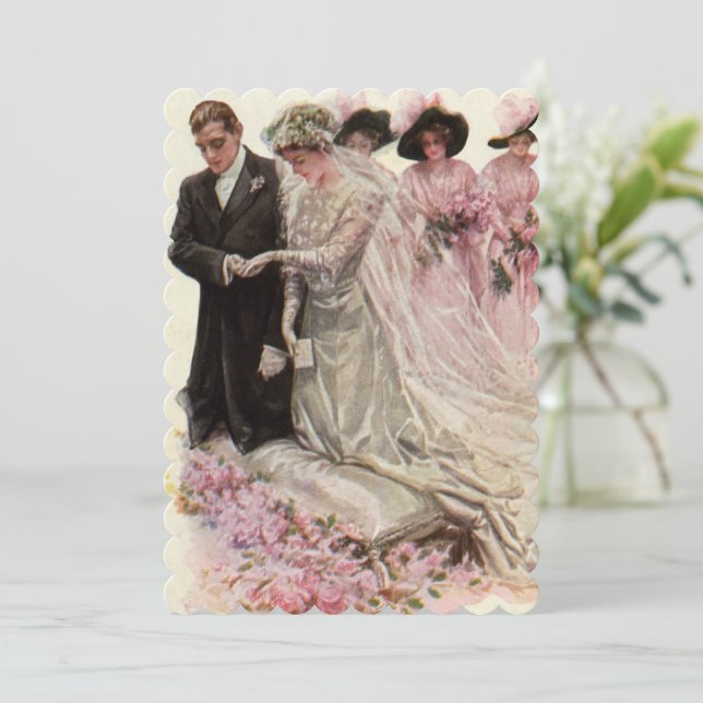 Mariage Vintage, Invitation de Réception de Mariée (Debout devant)