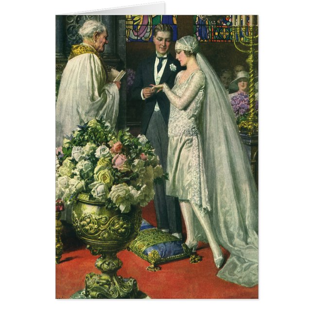 Mariage vintage, Mariée et Salle avec Menorah (Devant)