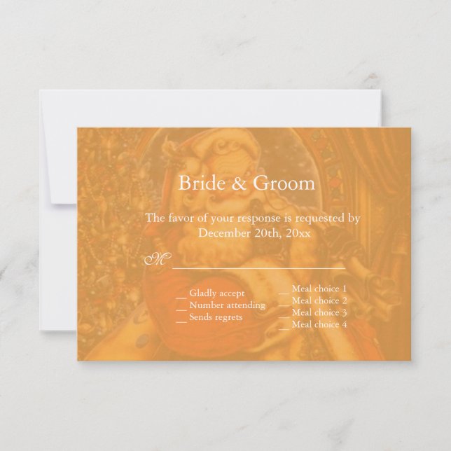 Mariage Vintage Noël Père Noël RSVP (Devant)