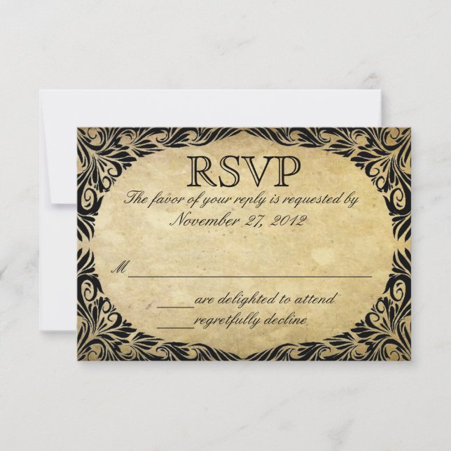 Mariage vintage noir et crème RSVP (Devant)