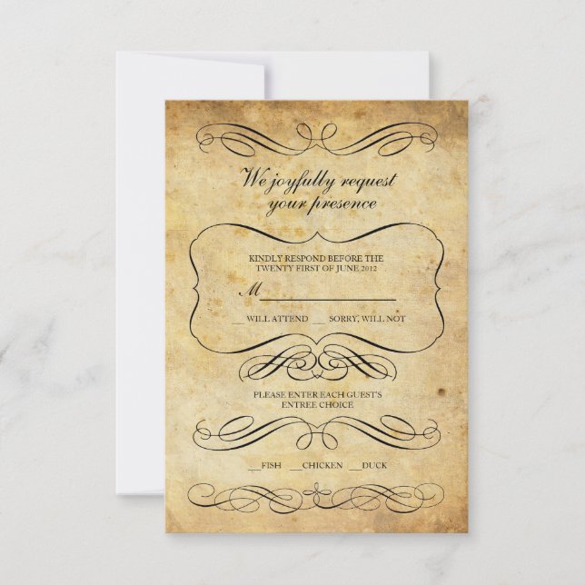 Mariage vintage Ornate RSVP (Devant)
