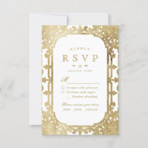 Mariage vintage romantique et élégant or RSVP