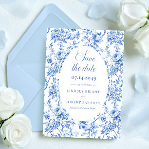 Mariage Vintage Roses Bleu Royal Carte de Sauvegar