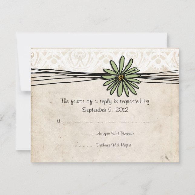 Mariage vintage Sage Daisy RSVP (Devant)