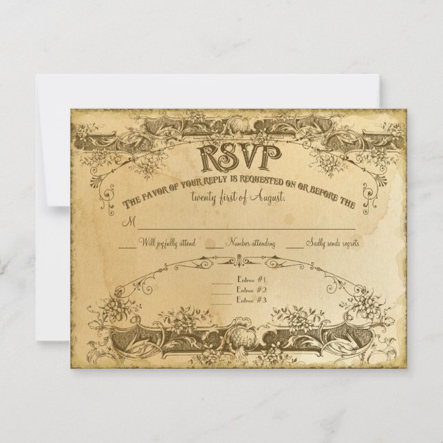 Mariage Vintage Tache de Thé 2 - Invitation Carton (Devant)