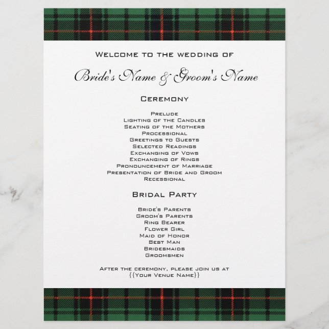 Mariage vintage, Tartan Davidson Motif moderne (Devant)