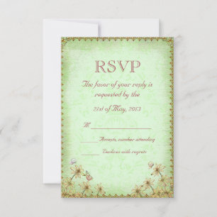 Mariage vintage vert floral RSVP