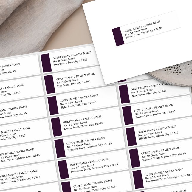 Mariage violet 30 Étiquettes de adresse invités (Créateur téléchargé)