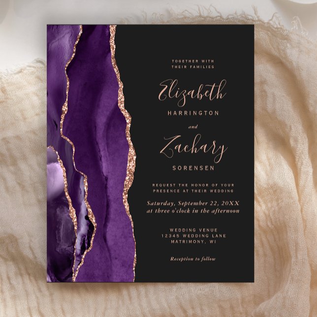 Mariage Violet Agate Or Rose Foncé Budget (Créateur téléchargé)
