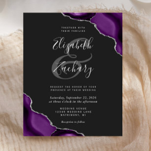 Mariage Violet Argent Agate Coins Sombre