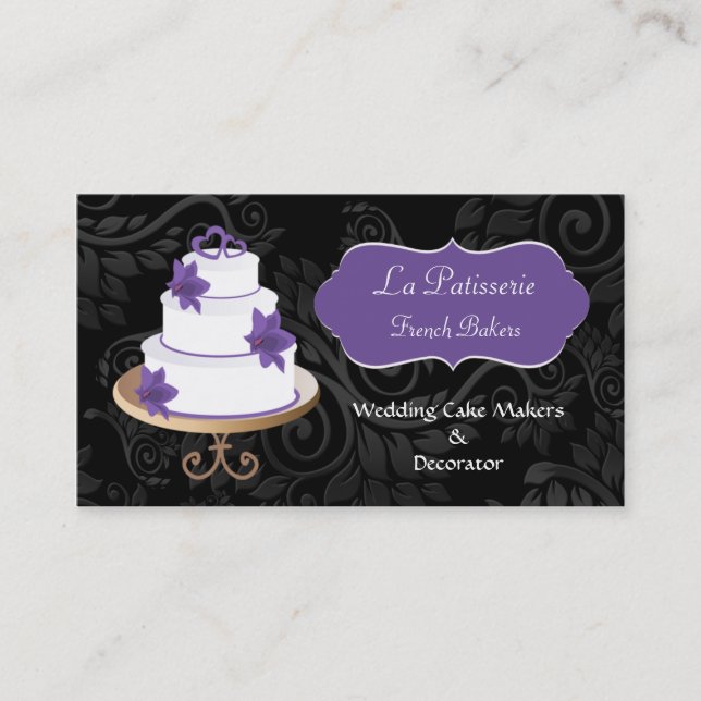 mariage violet Cake fabricants cartes de visite (Devant)